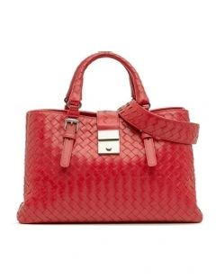 Bottega Veneta Leather Top Handle Bag in Red