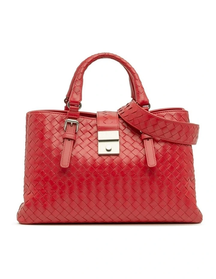 Bottega Veneta Leather Top Handle Bag in Red image 1