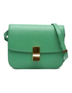 Celine Leather Shoulder Bag Pre-Loved in Green