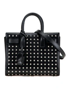Saint Laurent Studded Leather Top Handle Bag in Black