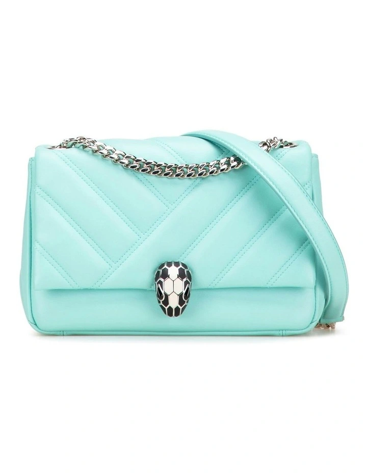 Bvlgari Quilted Leather Shoulder Bag Pre-Loved in Blue image 1