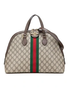 Gucci Patterned Satchel Bag Pre-Loved in Brown