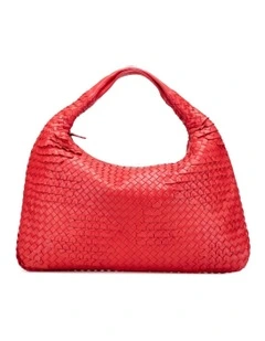 Bottega Veneta Woven Leather Shoulder Bag Pre-Loved in Red