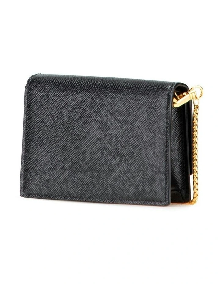 Prada Compact Wallet With Chain Strap in Black image 2