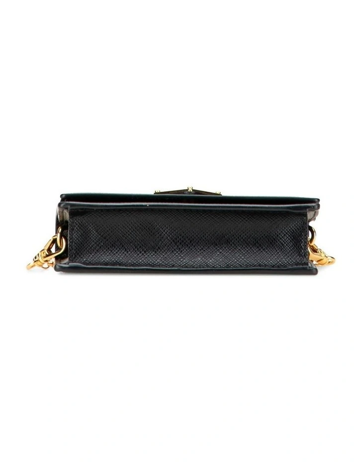 Prada Compact Wallet With Chain Strap in Black image 3