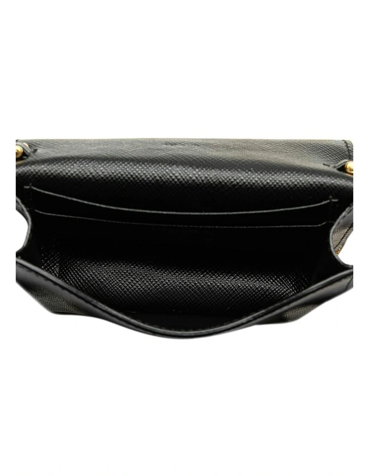 Prada Compact Wallet With Chain Strap in Black image 4