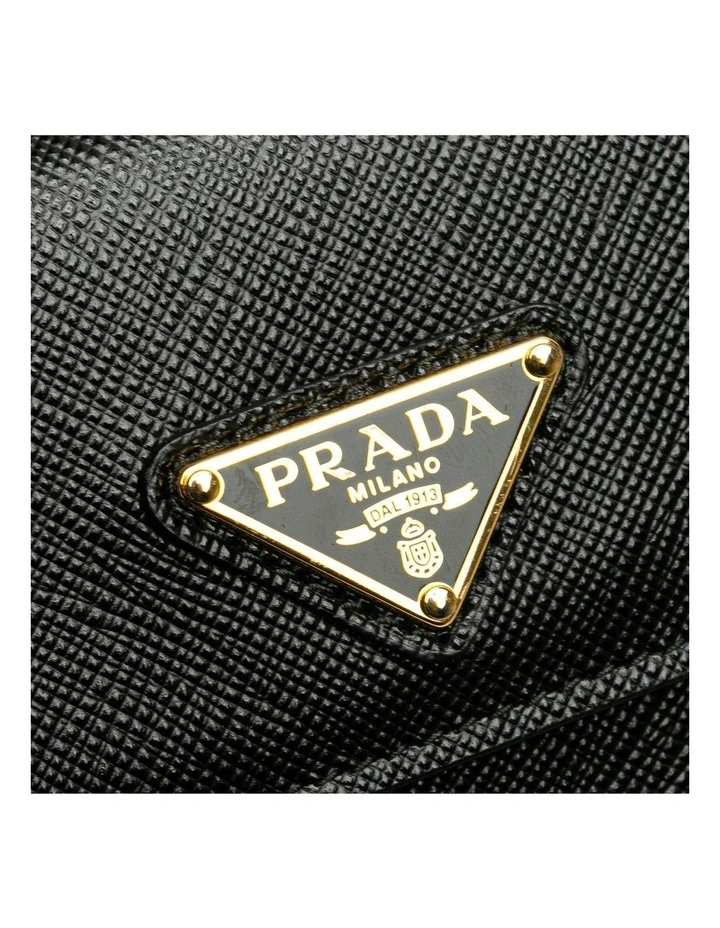 Prada Compact Wallet With Chain Strap in Black image 7