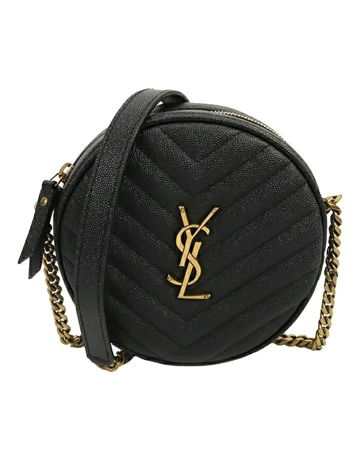 Saint Laurent Round Leather Shoulder Bag Pre-Loved in Black image 1