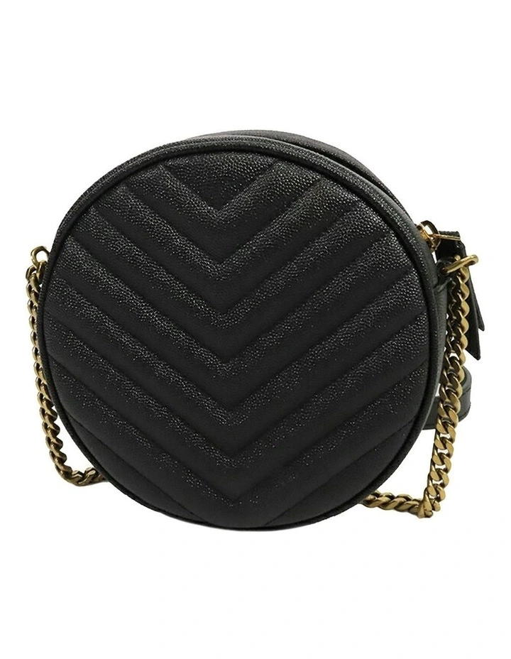 Saint Laurent Round Leather Shoulder Bag Pre-Loved in Black image 2