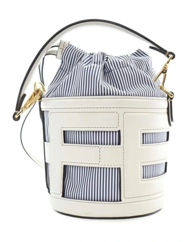 Striped ABN 30 617 598 651 Bucket Bag in White image 1