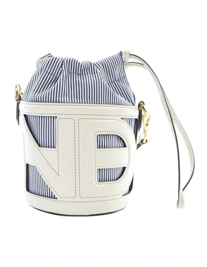 Striped ABN 30 617 598 651 Bucket Bag in White image 2