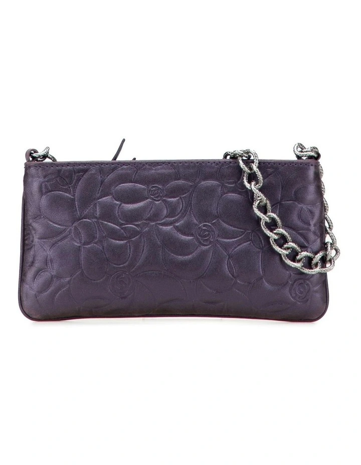Embossed Floral Design ABN 30 617 598 651 Bag With Chain Strap Accessory in Purple image 1