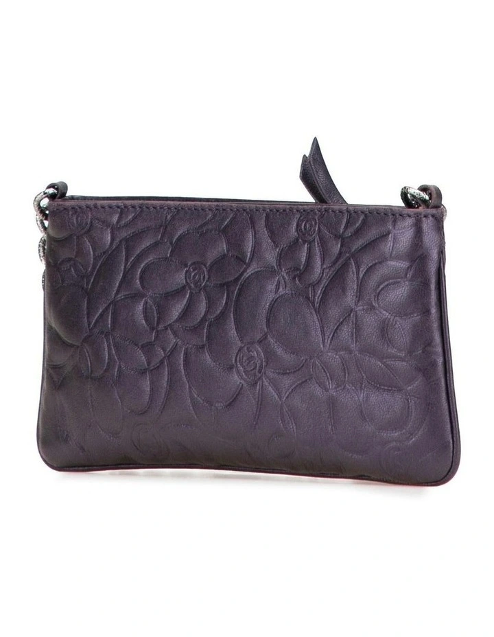 Embossed Floral Design ABN 30 617 598 651 Bag With Chain Strap Accessory in Purple image 2