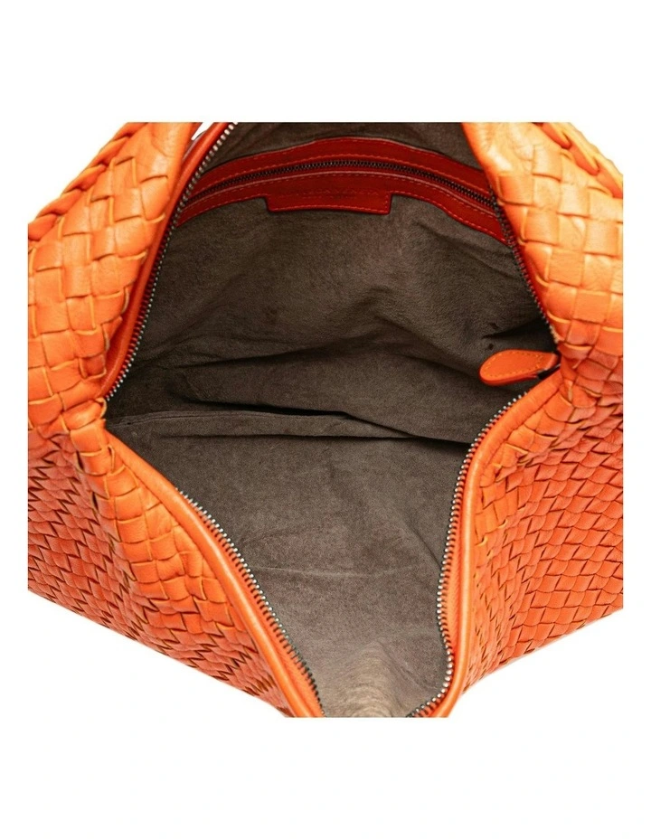 Woven Leather ABN 30 617 598 651 Handbag in Orange image 4