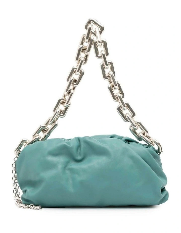 Bottega Veneta Chain Leather Clutch Pre-Loved (Azura Fashion Group ABN 30 617 598 651) in Blue image 1