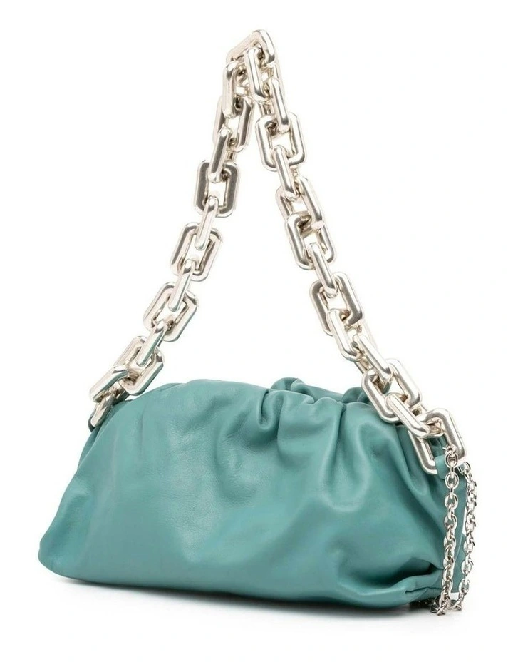 Bottega Veneta Chain Leather Clutch Pre-Loved (Azura Fashion Group ABN 30 617 598 651) in Blue image 2