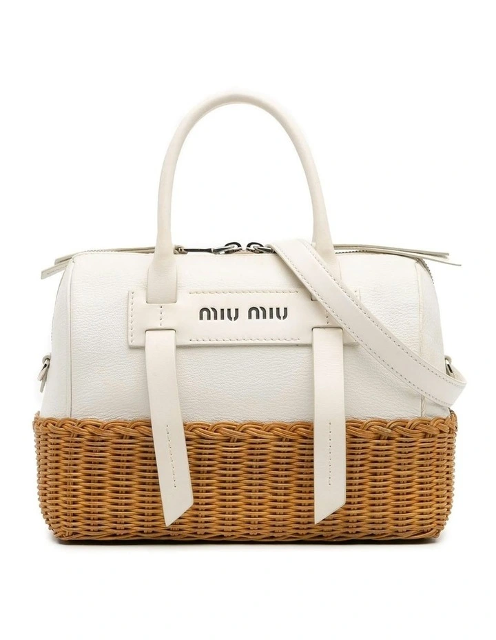 Woven Base Leather Handbag (Fashion Group ABN 30 617 598 651) in White image 1