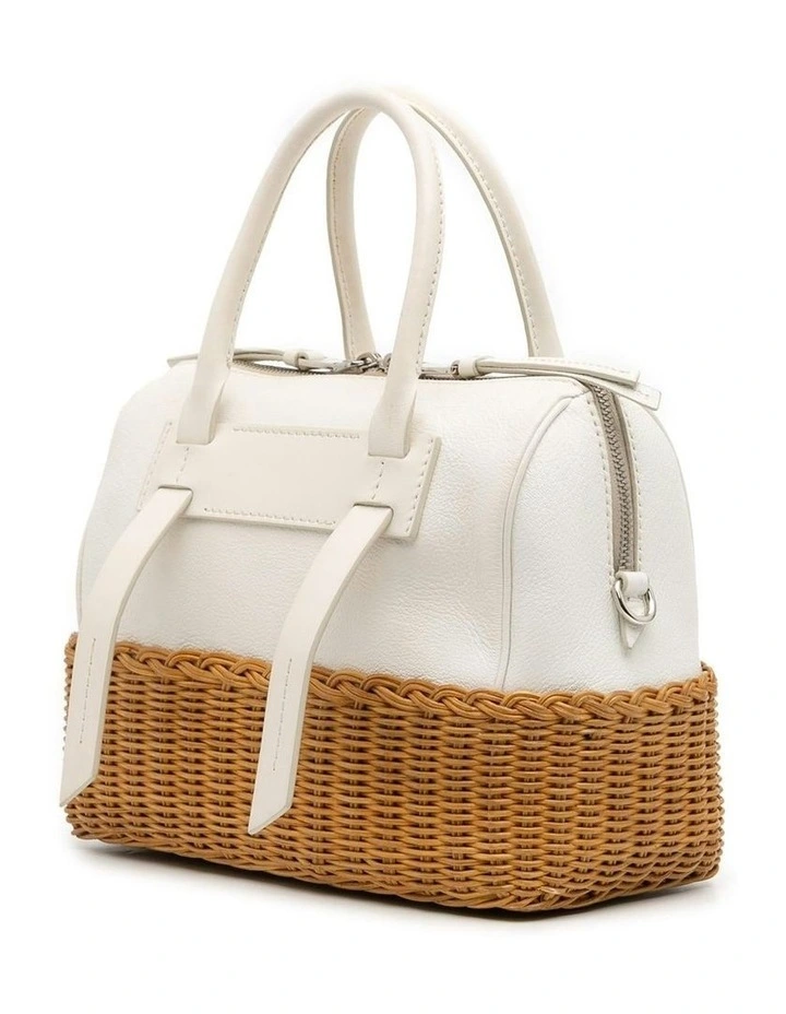 Woven Base Leather Handbag (Fashion Group ABN 30 617 598 651) in White image 2