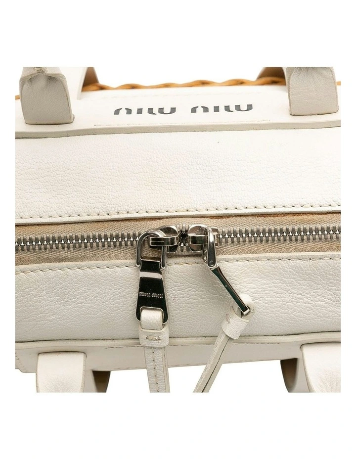 Woven Base Leather Handbag (Fashion Group ABN 30 617 598 651) in White image 7