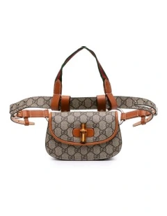 Elegant Small Belt Bag With Signature Pattern (Fashion Group ABN 30 617 598 651) in Brown