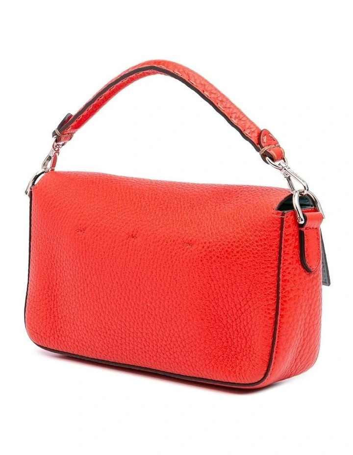 Compact Grained Leather Shoulder Bag With Iconic Metal Detail (Fashion Group ABN 30 617 598 651) in Red image 2