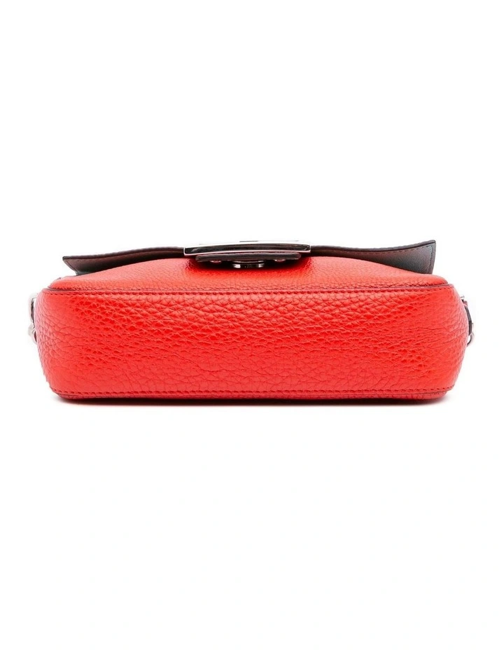 Compact Grained Leather Shoulder Bag With Iconic Metal Detail (Fashion Group ABN 30 617 598 651) in Red image 3