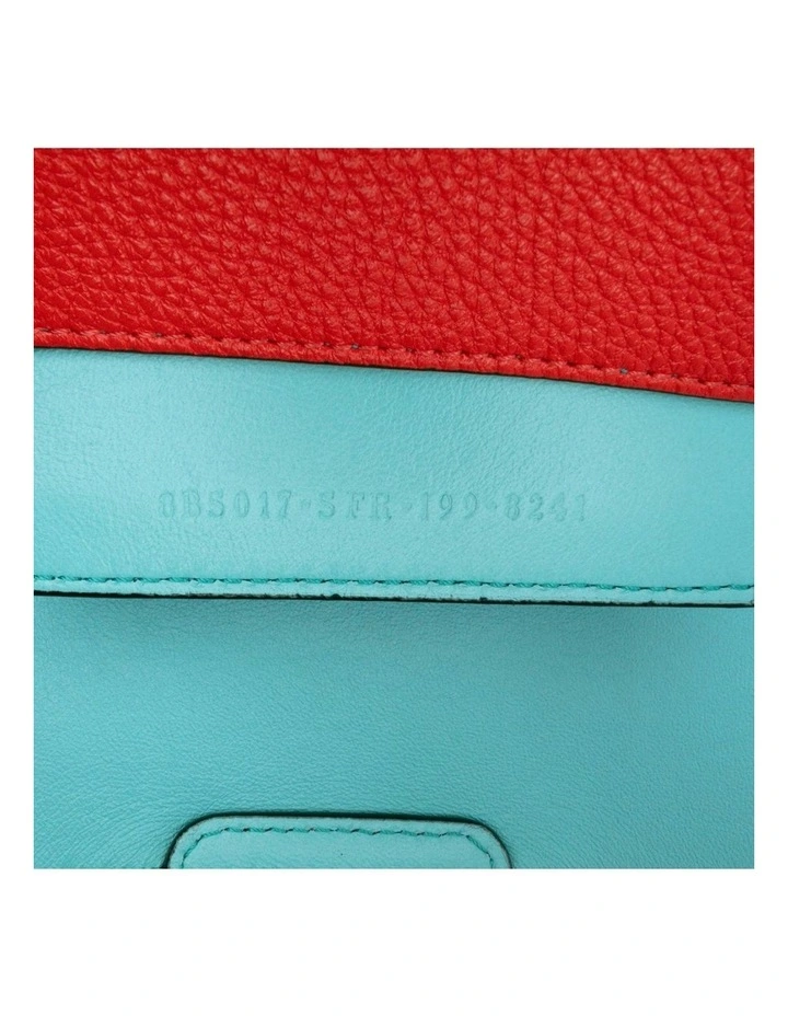 Compact Grained Leather Shoulder Bag With Iconic Metal Detail (Fashion Group ABN 30 617 598 651) in Red image 6