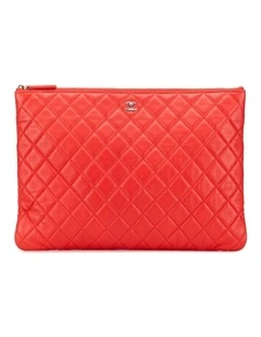 Quilted Leather Pouch (Fashion Group ABN 30 617 598 651) in Red