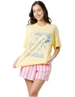 Cowgirls & Cocktails Tee in Yellow