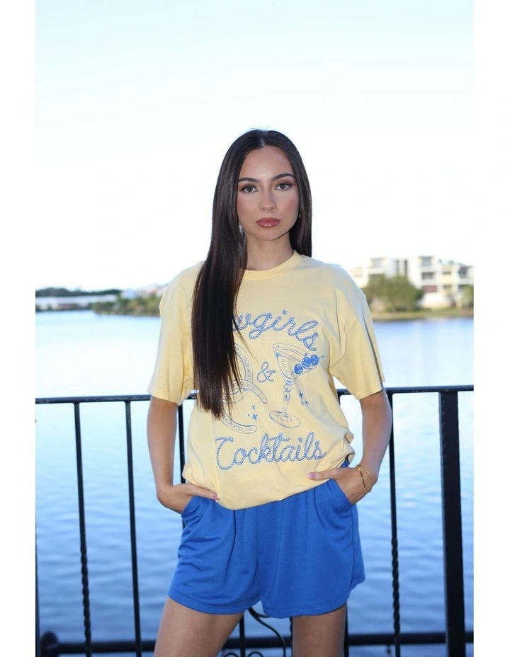 Cowgirls & Cocktails Tee in Yellow image 4