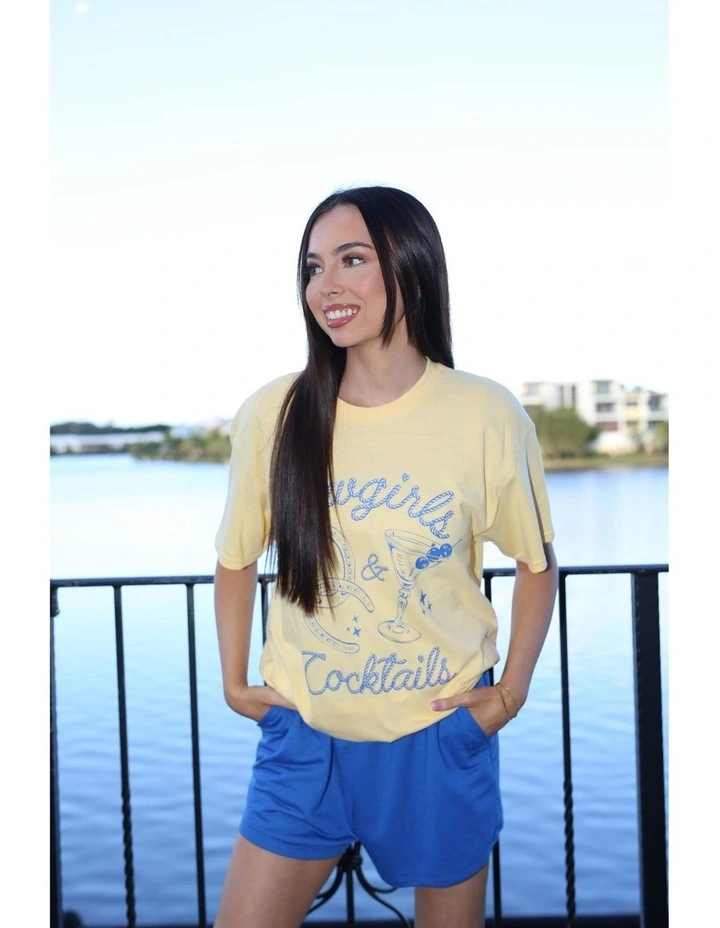 Cowgirls & Cocktails Tee in Yellow image 5