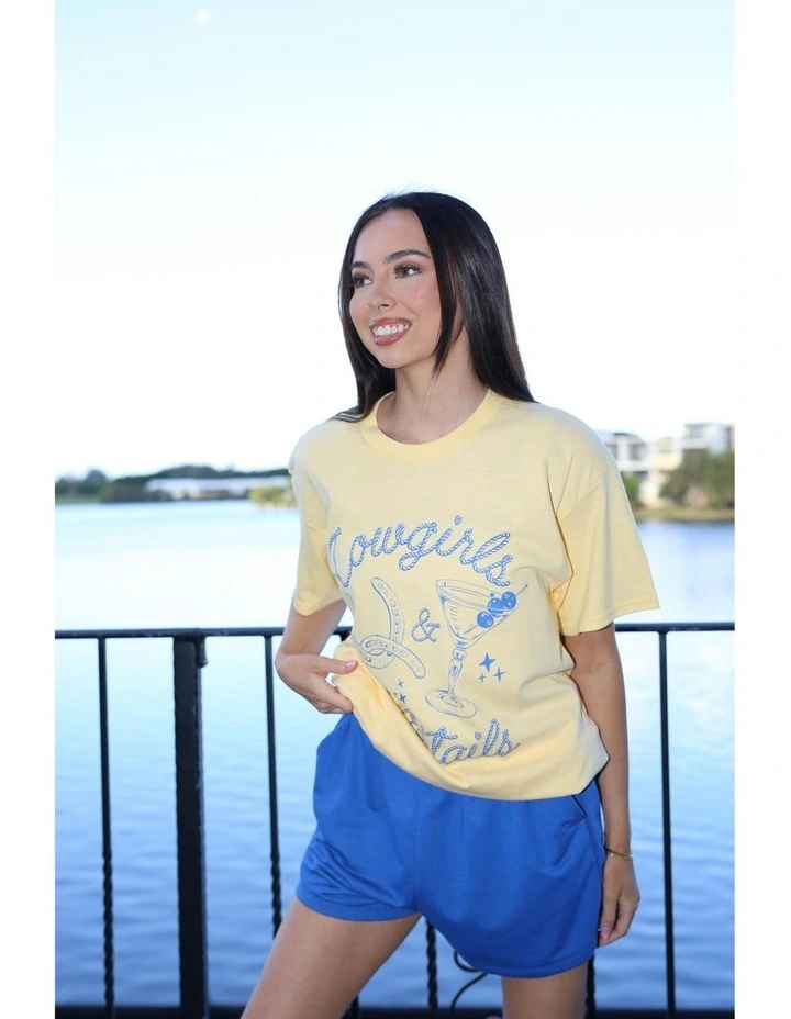 Cowgirls & Cocktails Tee in Yellow image 7