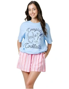 Cowgirls & Cocktails Tee in Blue
