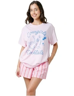 Cowgirls & Cocktails Tee in Pink