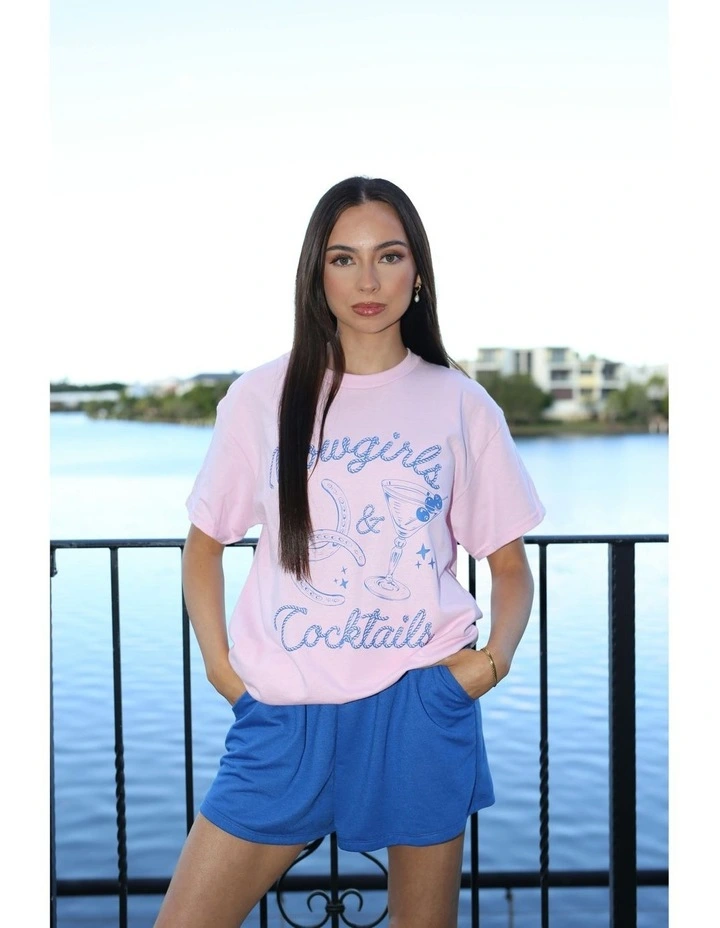 Cowgirls & Cocktails Tee in Pink image 4