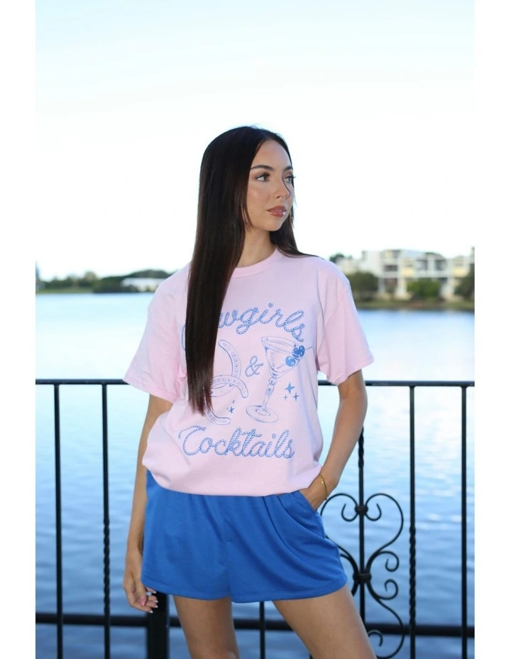 Cowgirls & Cocktails Tee in Pink image 5