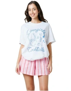 Cowgirls & Cocktails Tee in White