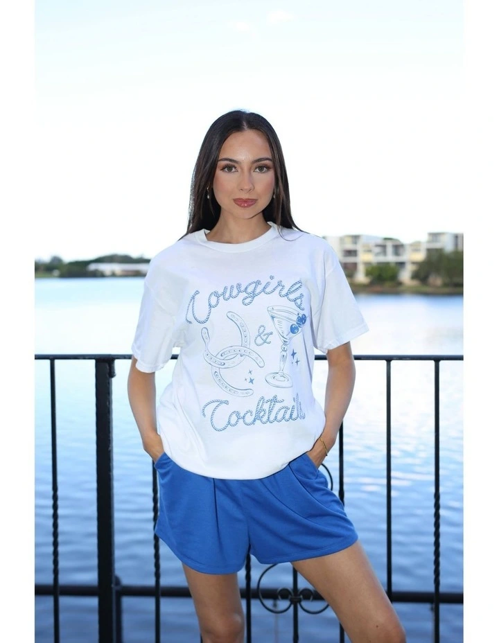 Cowgirls & Cocktails Tee in White image 4