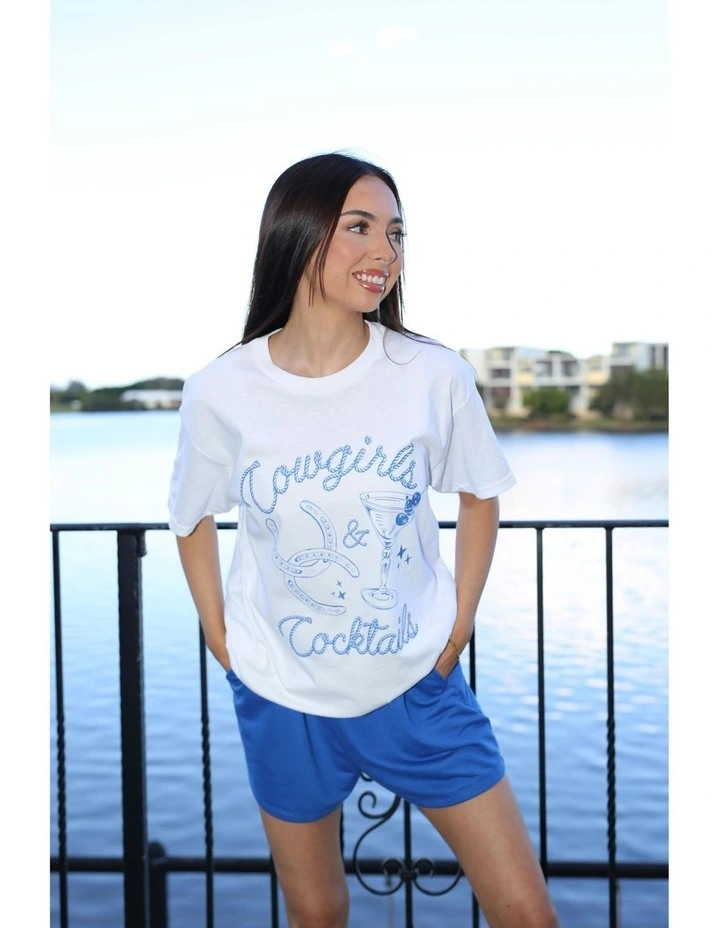 Cowgirls & Cocktails Tee in White image 5