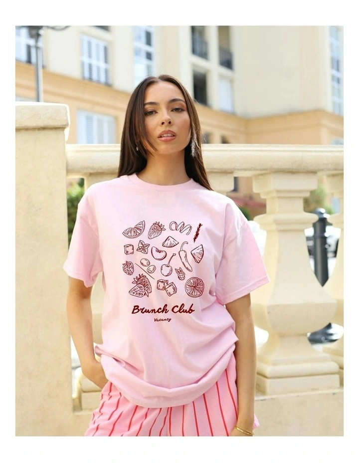 Brunch Club Tee in Pink image 5