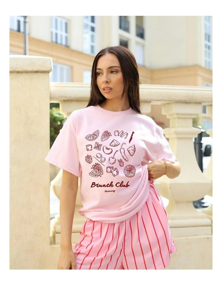 Brunch Club Tee in Pink image 6