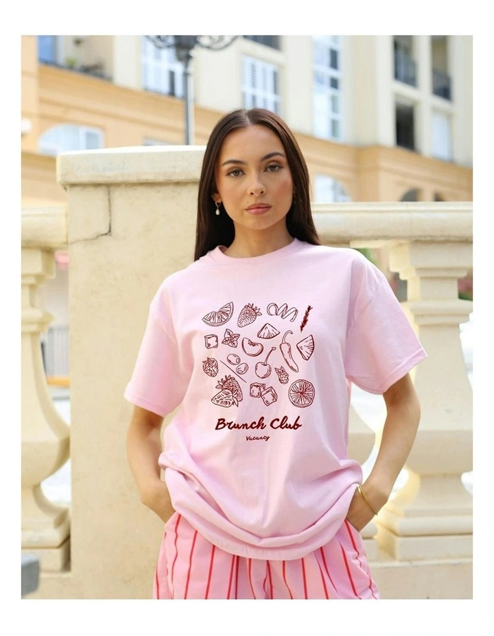 Brunch Club Tee in Pink image 7