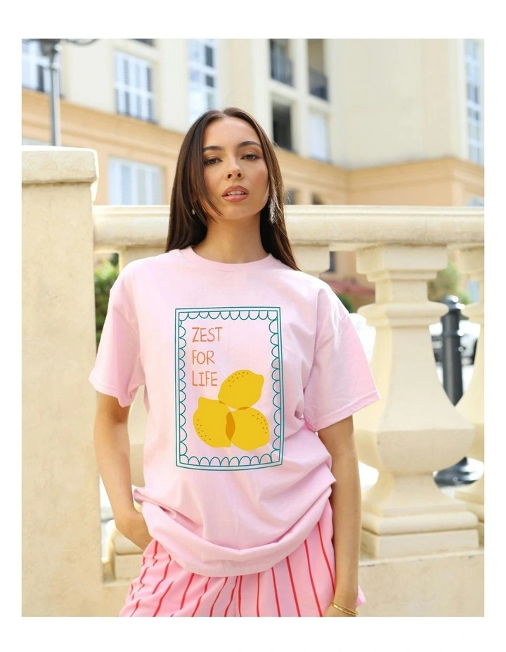 Zest For Life Tee in Pink image 5