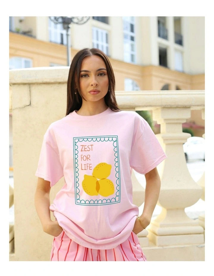 Zest For Life Tee in Pink image 6