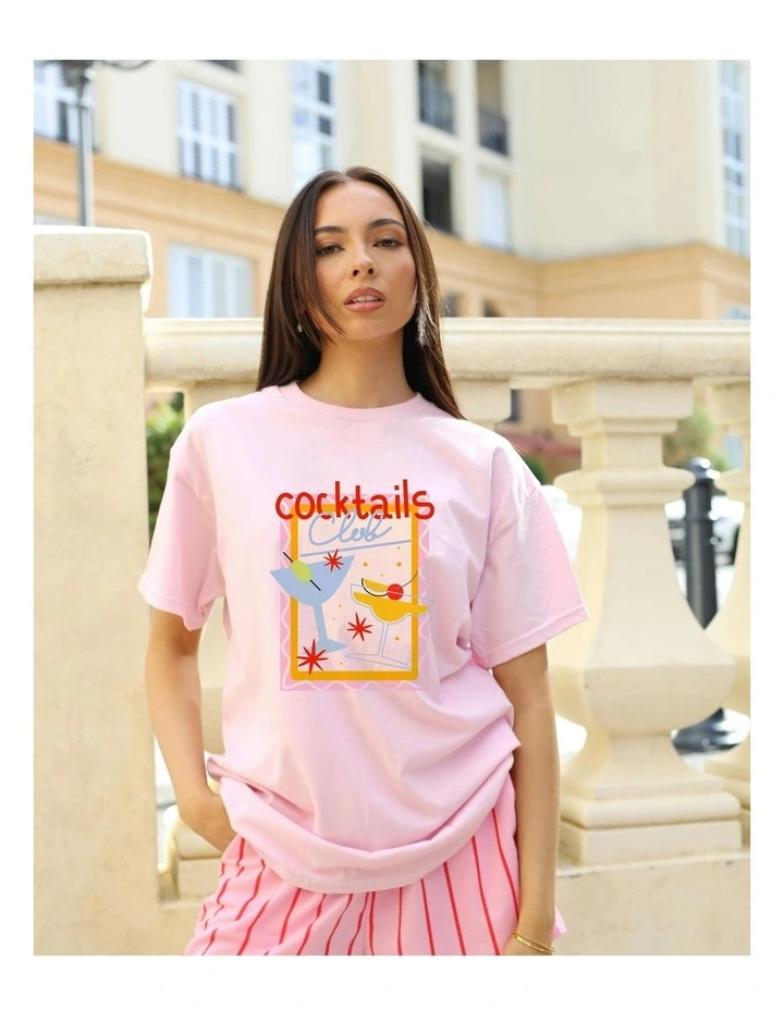 Cocktail Tee in Pink image 4