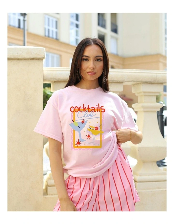 Cocktail Tee in Pink image 5