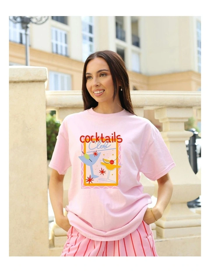 Cocktail Tee in Pink image 6