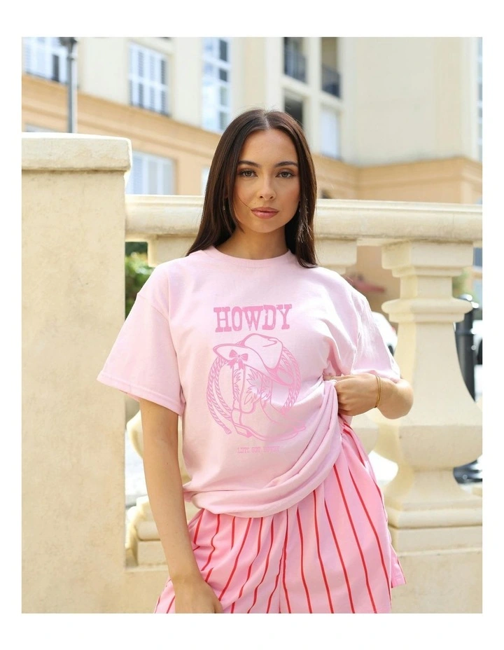 Howdy Tee in Pink image 4