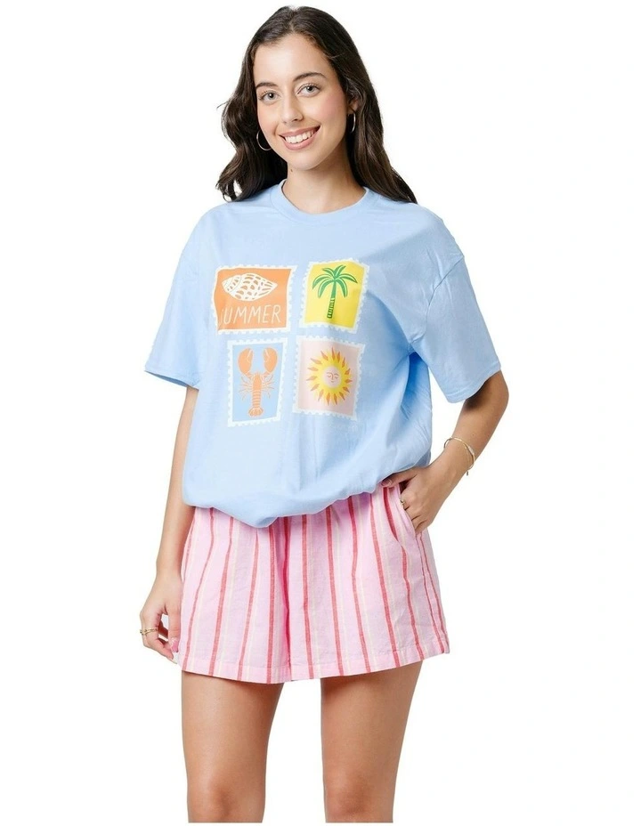 Postcard Tee in Blue image 3