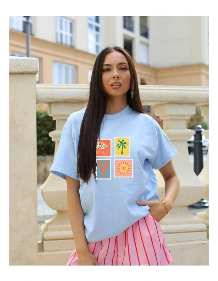 Postcard Tee in Blue image 7